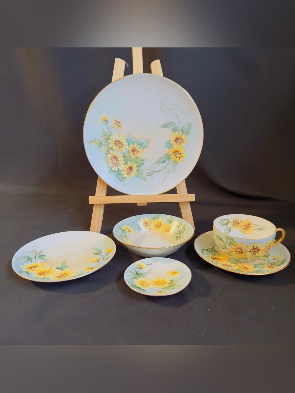 Vtg Porcelain Single Service for One Daisy Design Bavaria Germany Six Items